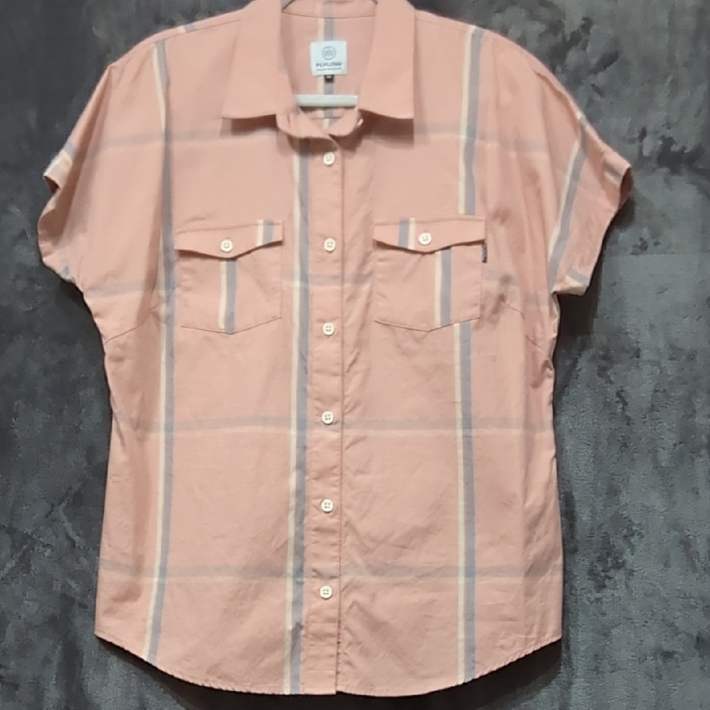 Flylow Pink Plaid Button-Up Shirt sz XL
